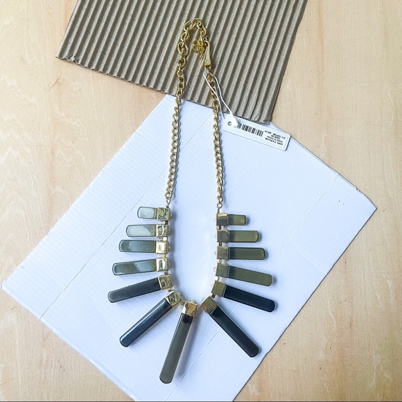 ANN TAYLOR Smoky Ombré Grey & Gemstone Dangle Statement Necklace - Picture 6 of 6